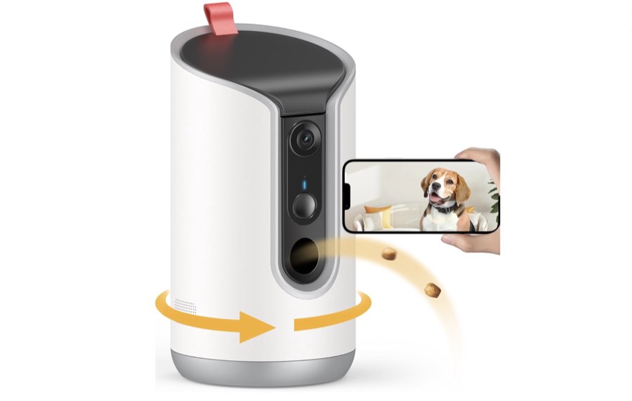 Pet camera treat dispenser with phone app view